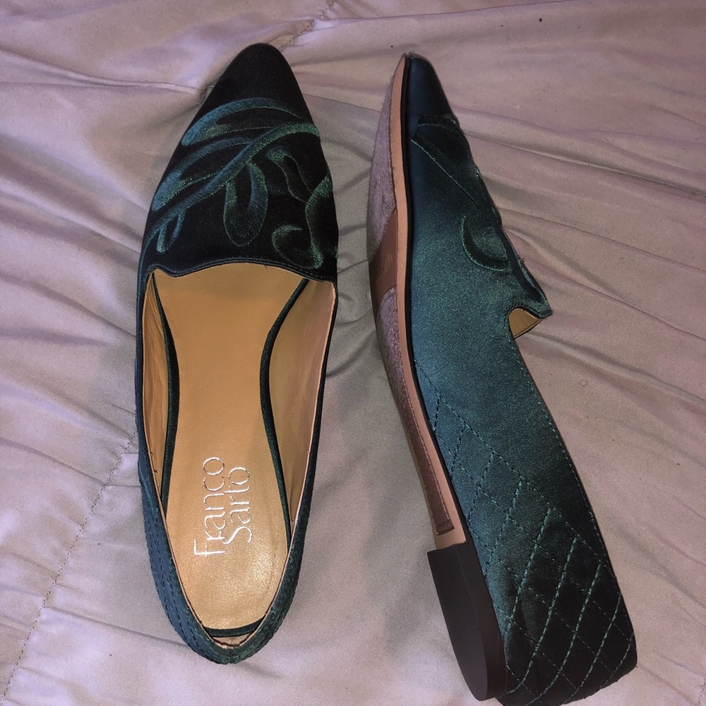 Franco Sarto Satin Embroidered Flats